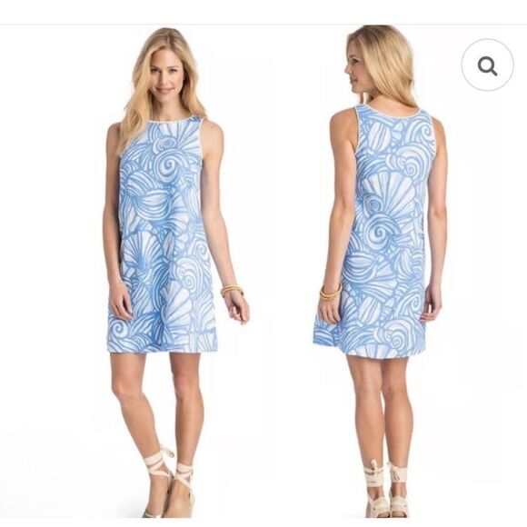 Vineyard Vines 109% Linen Nautilus shell print swing dress 10 - Picture 1 of 10